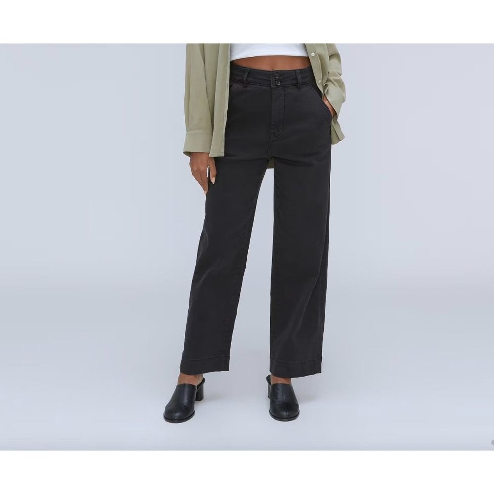 Everlane NWT The Organic Wide-Leg Pant Black Size 6